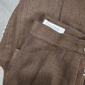 MaxMara Wool Silk Blend Brown Trousers, Women's US Size 2